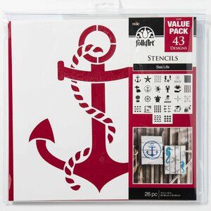 FolkArt Sea Life Stencils Value Pack 43 Designs 26 Pc Dolphin Starfish Seashells